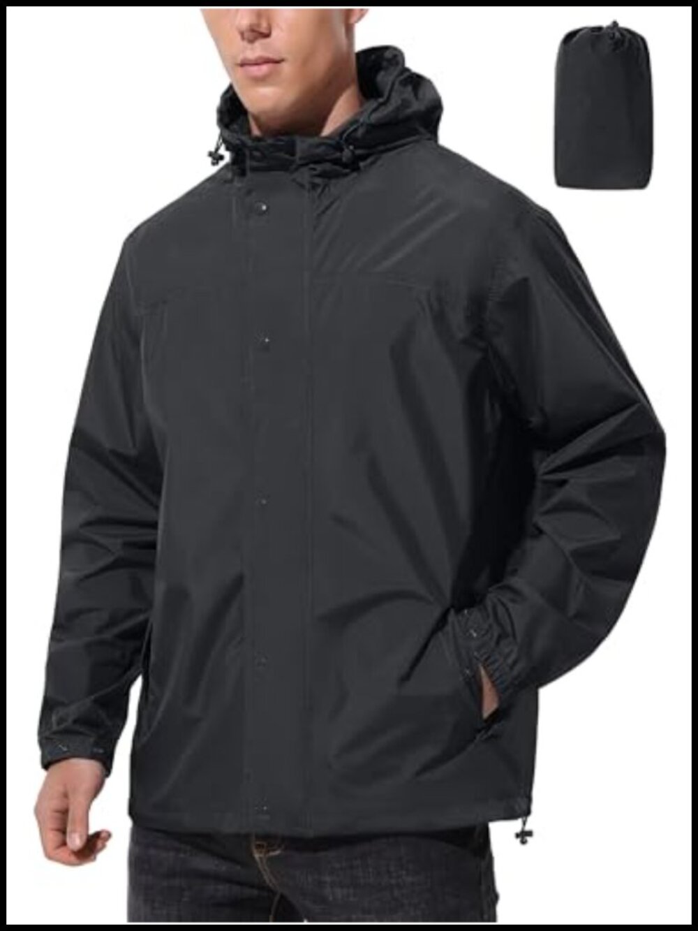 Men's Lightweight Packable Waterproof Rain Jacket Windbreaker Hooded